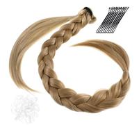 Generic Braided Ponytail Extension Wig Set for Women, Fake Plait Hair Braid Wig, High Temperature Silk, Convenient Hairstyling for Party