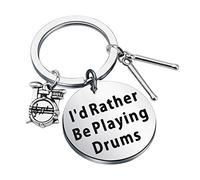 Generic Brands CHOORO Drummer Gift Drummer Keychain I'd Rather Be Playing Drums Drum Kit Gifts Musician Keychain Drum Player Band Gifts (Playing drums k)