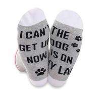 Generic Brands Dog Lover Gift Dog Mom Gift I Can’t Get Up Now The Dog Is On My Lap Novelty Socks for Dog Owner Cut Dog Socks (On My Lap Dog)
