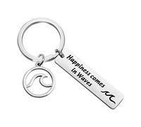 Generic Brands MYSOMY Surfer Gifts Surfing Keychain Surfing Lover Gift Ocean Waves Jewelry Happiness Comes In Waves Keychain Ocean Lover Gift (Happiness Comes in Waves Key)