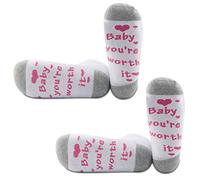 Generic Brands PYOUL 1 Pair IVF Socks Infertility Socks Baby You’re Worth It Merch IVF Strong F Embryo Transfer Gift (Baby Worth It Pink)