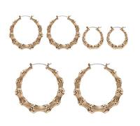 Generic Brands Sliver/Gold Color Big Bamboo Circle Hoop Earrings Stud Earrings Ear Rings Ear Studs Stylish Earrings Hypoallergenic For Women Hip Hop Large Celebr
