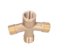 Generic Brass Cross Hose Splitter 4-Way Connector for Efficient Agricultural Spraying 2.1x1.8in