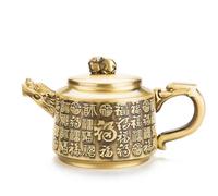 Generic Brass Teapot Ornament Styled Teapot Figurine Sculpture Display with Dragon Spout Brass Texture Embossed Character Detail Polished Touch Suitable for Study den entryway Decor