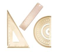 Generic Brass Triangle Ruler Set with Straightedge and Protractor, Smooth Polishing with Scale Numbers, Lightweight Measuring Tool for School Use