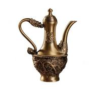 Generic Brass Vessel Pot Pitcher Jug Kettle with Classic Form and Antique Finish Featuring Dragon and Immortal Bird Relief Suitable for Shelf Display Table Decor Cabinet Decor Gift Giving 12.5cm