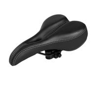 Generic Breathable Leather Bike Saddle Seat Hollow Design for Mountain Biking and Folding Bikes, Comfortable Black Cycling Saddle Sponge Padding, Size 27x15x6cm