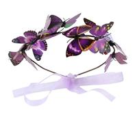 Generic Bridal Butterfly Garland Headband 3D Floral Wreath Hair Tie for Wedding and Vacation Accessories