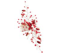 Generic Bridal Crystal Hair Comb Red Rhinestone Wedding Hair Accessories for Brides Handmade Decorative Headpiece for Special Occasions and Women