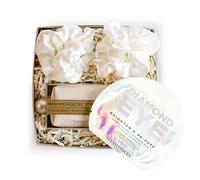 Generic Bride Gift Box - Bride to Be Gift Set for Bridal Shower, Engagement Party, Bachelorette Party, Wedding Shower - White Silk Sateen Hair Scrunchies, Diamond Eye Mask, Bride Emergancy Kit