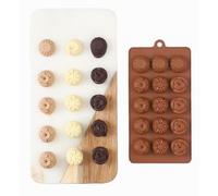 Generic Brown Silicone Rose & Sunflower Chocolate Mold - 15 Cavities, Food-grade, Non-stick, Dishwasher Safe, Multi-functional for Chocolates, Jelly, Ice Cubes, Wax Melts, Cake Decorating