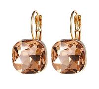 Generic Brown Titanium Hoop Earrings - Easter, St. Patrick's Day - Blue Zircon Crystal - Retro Huggie Personality Shovel Earrings