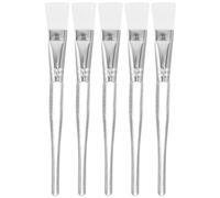Generic Brush Set Mud Applicator Tool 5pcs with Soft Nylon Bristles for Reusable Application, Silver Handle for Skincare and Facial Beauty Treatments at Home Or Salon