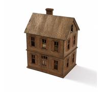 Generic Building Display Model Kit Wooden House Diorama Structure Miniature Architecture Two Story Chimney Shutters Suitable for Collector Display Tabletop