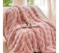 Generic Bunny Blanket for Women, Faux Rabbit Fur, Weighted, Reversible, King Size, Pink, 79 * 91in/2 * 2.3m