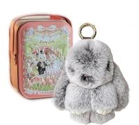 Generic Bunny Lulu Keychain, Cute Rabbit Keychain With Exquisite Box, Plush (Grey)