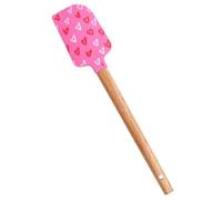 Generic Butter Knife Spreader - Silicone Heart Pattern Spatula with Wooden Handle - 12 in - Dishwasher Safe