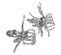 Generic Butterfly Hair Clip 2Pcs Butterfly Hair Claw Clips Strong Grip Mini Hair Jaw Clip for Girls Stylish Hair Accessories Silver
