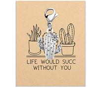 Generic Cactus Pendant Charm - Cactus Lover Gift - Life Would SUCC Without You - Best Friend BFF - Green - Oval - Stainless Steel & Alloy - 1.5 cm * 1.7 cm - Unisex - No Gemstone