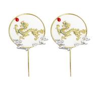 Generic Cake Toppers Golden Dragon Playing Beads Design Wrought Iron Chinese Style 2pcs for Birthday Party Decorations Event Cake Decorating Supplies