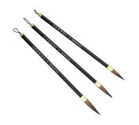 Generic Calligraphy Brush, 3 Pack Watercolor Ink Painting Calligraphy Writing Brush Drawing Art Sumi-e Brush Metal Rod Handle for Beginner 3 Size Kit, Black
