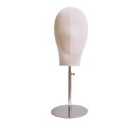 Generic Canvas Block Head Wig and Hats Display Stand Multipurpose Manikin Cloth Head Table Training Head for Cap Hat Beginner Stylist, Silver