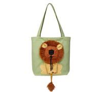 Generic Canvas Pet Carrier Cute Lion Head Out Tote Bag for Small Dogs Cats | 100% Cotton Handbag for Rabbits Widened Strap Breathable Interior Safety Clip