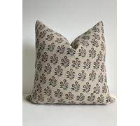 Generic Canyon Theory Hand Block Print Organic Linen 20x20 Inch Throw Pillow Cover: Indoor Outdoor Sustainable Handmade Vintage Decorative Cushion Cover (Finley)