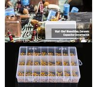 Generic Capacitor Assortment Kit Monolithic Ceramic High-Capacitance Capacitors for Hobbyists and Professionals 1200pcs 24 Values 50V 10pF-10uF