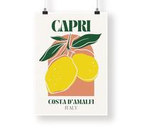 Generic Capri - Amalfi Italy Print: Modern Italian Location Poster, Amalfi Coast Aesthetic, Home Decor, Lemon Illustration, Mediterranean, Travel