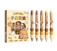 Generic Capybara Ballpoint Pens, 5 Pieces, Black Ink, 0.5mm, Portable, Erasable, Quick Drying