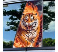 Generic Car Center Pillar Sticker | Black Wolf Engulfed in Flames | PVC | Bold, Dramatic | Animal | Car Window Pillar Sticker