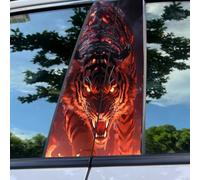 Generic Car Center Pillar Sticker | Black Wolf Engulfed in Flames | PVC Material | Bold, Dramatic, Edgy Style | Car Sticker