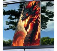Generic Car Center Pillar Sticker | Black Wolf Engulfed in Flames | PVC Material | Bold, Dramatic Style | Car Sticker