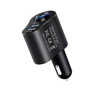 Generic Car Charger Splitter, 12v/24v Fast Charging Outlet, Dual-tone Black, USB 2.1A, 80W, Compatible with Smartphones, Tablets, GPS, Dash Cams, Vacuums, Fridges, Other Car Accessories
