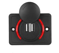 Generic Car Dual USB Fast Charging Outlet for Powering Phones and Tablets - Suitable for Ships, RVs, Buses - Black (Red)