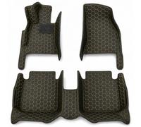 Generic Car Mats for 2010-2024 Renault Duster Custom Fit 3-Piece PU Leather Car Floor Mats, Raised Side Coverage, Hexagon Quilting, Driver Heel Pad, Black with Yellow Stitching