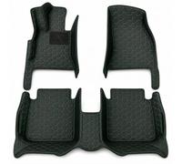 Generic Car Mats for Citroen ë-C3 2024-2025 Custom Fit 3-Piece PU Leather Car Floor Mats, Raised Side Coverage, Hexagon Quilting, Driver Heel Pad, Black with Green Stitching
