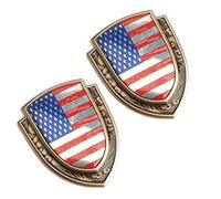 Generic Car Racing Sports Us USA American Flag Emblem Badge Decal Sticker 2pcs Metal Car American Flag Car Trunk Window Side Emblem Badge Decal Sticker