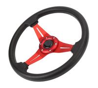 Generic Car Steering Wheel 14in Racing Style with Easy Installation and Horn Button for Most Vehicles Crafted From Wear-Resistant PU Leather (Red)
