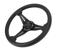Generic Car Steering Wheel 14in Racing Style with Easy Installation and Horn Button for Most Vehicles Crafted From Wear-Resistant PU Leather (Black)