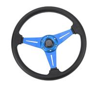 Generic Car Steering Wheel 14in Racing Style with Easy Installation and Horn Button for Most Vehicles Crafted From Wear-Resistant PU Leather (Blue)