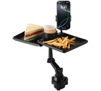 Generic Car Tray Table With Cup Holder, Phone Mount, And Food Tray, Adjustable Arm And Swivel, Expandable Base, Size 18.1 X 15 X 7.9 In