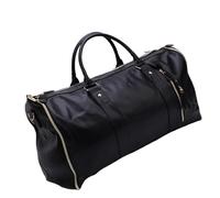 Generic Carry On Garment Bag Multifunctional PU Leather Suit Carrier for Business Trips with Shoulder Strap (Black)