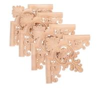 Generic Carved Wood Applique Onlay Ceiling Decorations in Beige with Elegant French Style 4pcs Easy Installation and Maintenance, for DIY Living Room Ceilings
