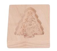 Generic Carved Wooden Cookie Cutter Mould, Exquisite Beech Wood Gingerbread Biscuit Press Stamp Mold for Making Cookies, Muffins, and Chocolate (Xmas Tree)
