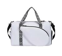 Generic Case Gym Bag Duffel Bag Badminton Bag Racket Bag with Heavy Duty Oxford Cloth Shoe Compartment Section Secure Racket Straps Suitable for Gym Classes Court Days, Array, White, Under 20L