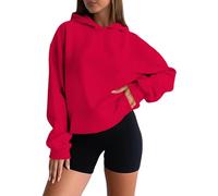 Generic Casual Hoodie for Women, Soft and Comfortable Fleece Pullover, for Everyday Use, Basic Loungewear, Lightweight, Versatile Horizont Kontra K, red, M