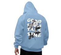 Generic Casual Sweatshirt Men's Oversized Y2K Hoodie Backprint Baggy Pullover Teenage Boys Cool Gym Hoodies With Hood Men's Vintage Streetwear Long Sleeve Hoodie with Pocket, Light blue, L
