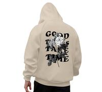 Generic Casual Sweatshirt Men's Oversized Y2K Hoodie Backprint Baggy Pullover Teenage Boys Cool Gym Hoodies With Hood Men's Vintage Streetwear Long Sleeve Hooded Sweatshirt with Pocket, O Beige, M